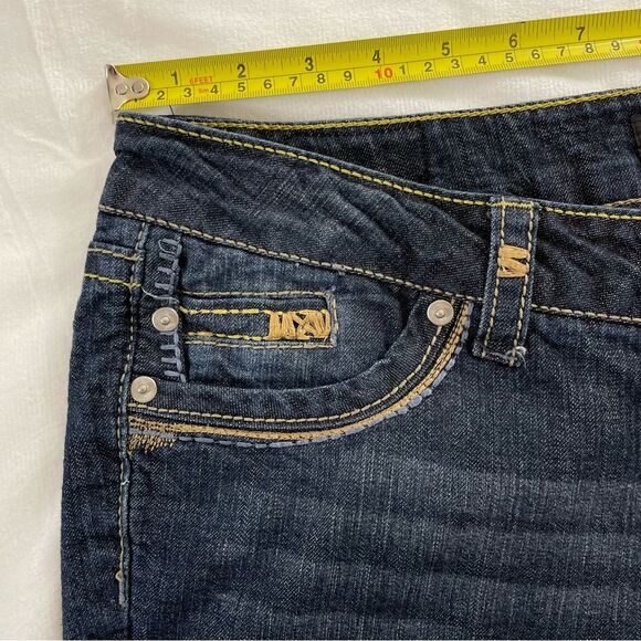 PARIS BLUES Size 13 Juniors - Distressed Bootcut Blue Jeans - embroidered pocket - Picture 7 of 16